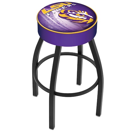 Holland Bar Stool Co 25" 4" Louisiana State Cushion Seat, Blk Wrinkle Base Swivel Bar Stool L8B125LaStUn-D2